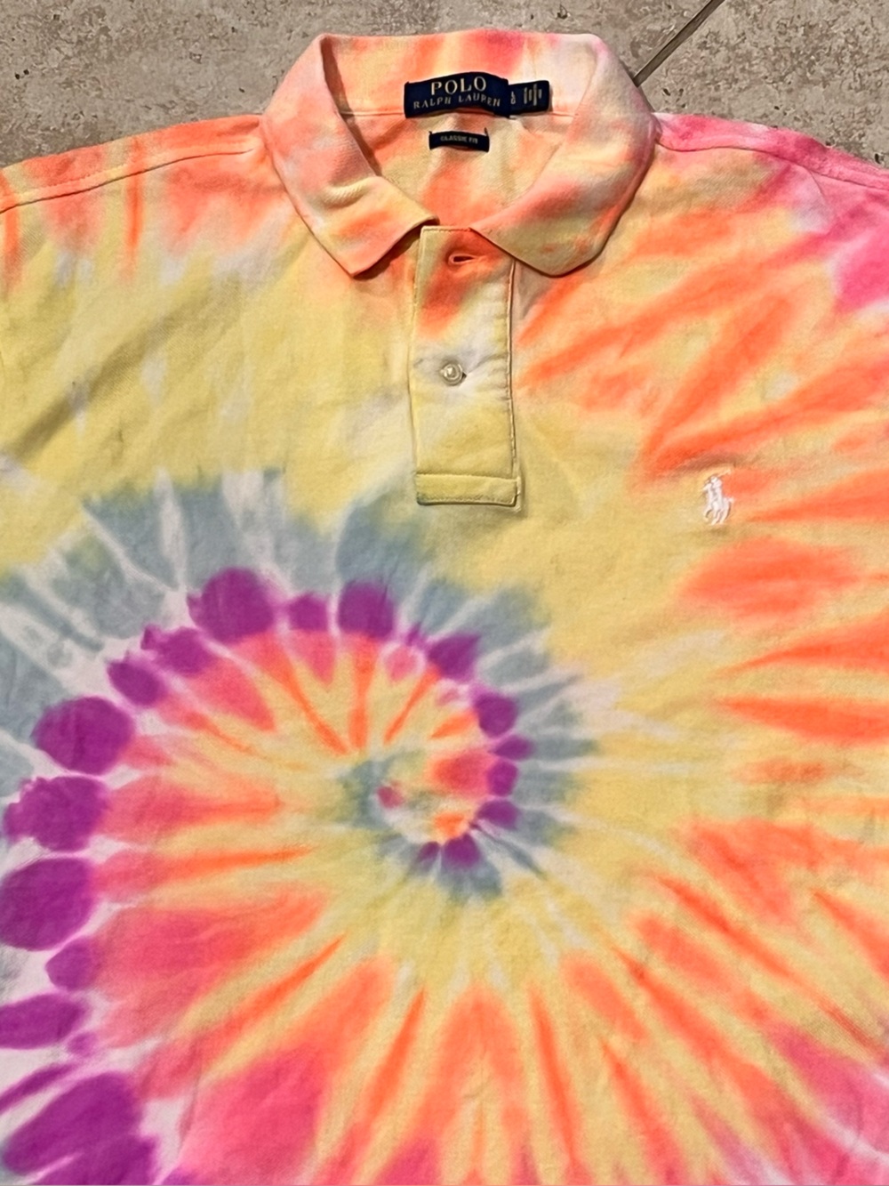 Polo Ralph Lauren Tie Dye Polo Shirt Men L Large Classic Multicolor Pony Logo